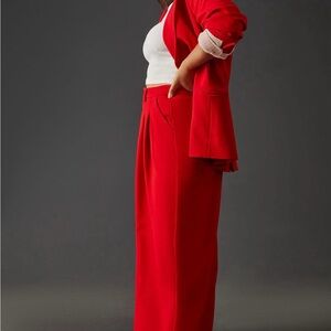 Anthropologie Red Wide Leg Pants